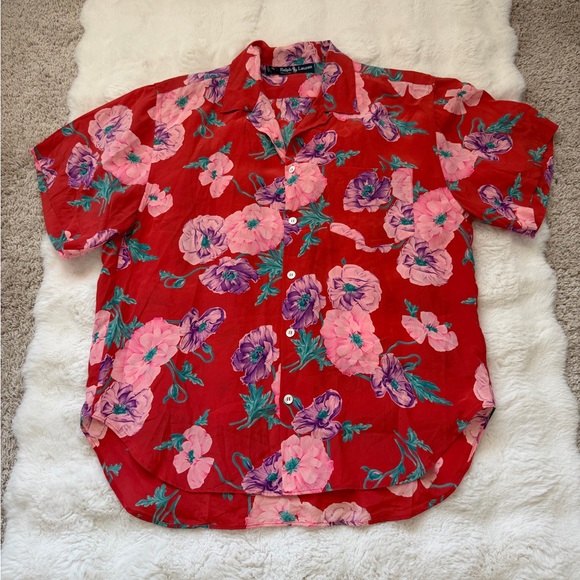 Vintage Ralph Lauren Silk 🌸Floral🌺 Shirt Made in Italy -12 - Picture 6 of 12